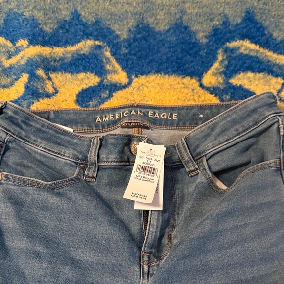 American Eagle Outfitters Denim Blue Skinny Jeans size 8 brand new with tags - Picture 2 of 7